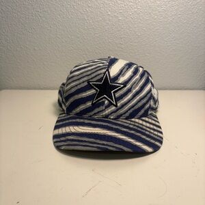 Vtg 90s Zubaz Dallas Cowboys Blue Zebra Print Style Embroidered SnapBack Hat OS